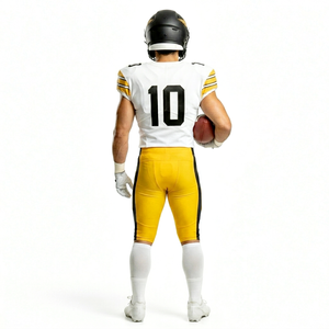 White American Football Jersey with Yellow Pant <b>Top</b> Trending American Football Uniform Set High Quality at Factory Sale Rate - Product Image 3