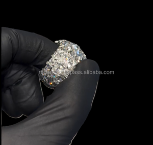 แหวนฮิปฮอปผู้ชาย RB GEMS ออกแบบเอง เพชรโมอิสซาไนต์ VVS เงินแท้ S925 แหวนเพชรโมอิสซาไนต์ VVS สำหรับงานปาร์ตี้ - Product Image 6