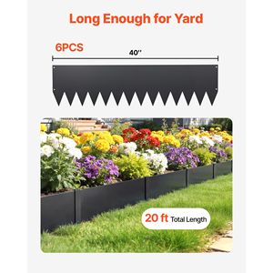 Galvanized Steel Landscape <b>Edging</b> 6-Pack 40x10 Inch with 8 Mounting Clips Heavy Duty <b>Metal</b> Garden <b>Border</b> - Product Image 4