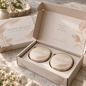 กล่องบรรจุภัณฑ์ไปรษณีย์ลูกฟูกพิมพ์ลายแบบกำหนดเองสำหรับ SELENE Highlighter Compact - Product Image 4
