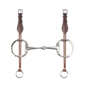 Bocado de cuero para caballo con boquilla y anillas de metal plateado para uso ecuestre, bocado para caballo estilo western, equipo ecuestre de la mejor calidad. - Product Image 1