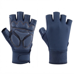 SAAR INDUSTRIES Unisex Leather Anti <b>Slip</b> Breathable Lightweight Custom Logo <b>Half</b> Finger Gloves for Closure Cycling Fitness - Product Image 1