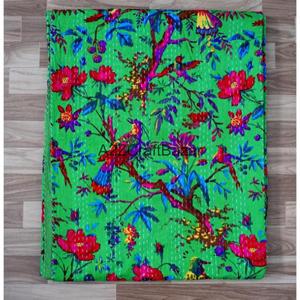 Edredón Kantha de Algodón Orgánico Hecho a Mano en India, Vintage, Ecológico, Reversible, Bordado, Tamaño Doble, para Hogar y Hotel - Product Image 5