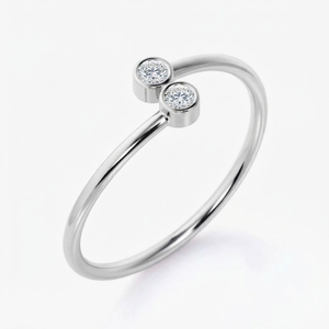 Anillo de Compromiso Clásico Rhaya Jewels, Chapado en Platino, Plata de Ley 925, con Doble Zirconia Solitaria, Engaste de Bisel, Elegante para Mujer - Product Image 3