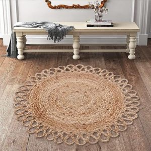 Eco Friendly Hand Braided Jute Cotton Area Rugs Non-Slip Custom Thick <b>Floor</b> Carpet Living Room Exercise Camping Prayer Hand Wash - Product Image 4