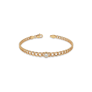 สร้อยข้อมือทองคำแท้ 14K ลาย Curb Link ประดับเพชร E VS1 แบบฝังขอบเพชร ขนาด 2.5 มม. สร้อยทองคำแบบซ้อน สร้อยข้อมือสำหรับผู้หญิง เครื่องประดับคุณภาพสูง - Product Image 1