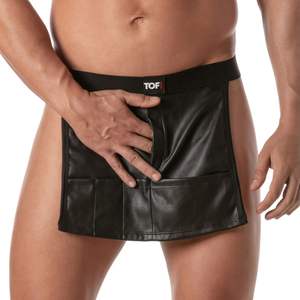 Falda de cuero sintético negra con cintura ajustada para hombre, estilo fetichista, para fiesta, sexy y llamativa - Product Image 2