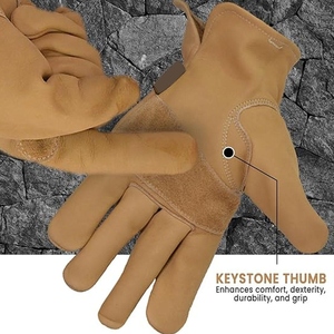 Best Performance Work <b>Gloves</b> for General Work Driving Reinforced Cowhide Grain Leather Palm Patch for Strong Grip Safety <b>Gloves</b> - Product Image 2