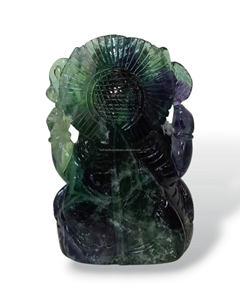 Venta al por mayor de piedras preciosas naturales talladas a mano fluorita Ganesha Idol para adivinación Reiki Feng Shui meditación regalo Decoración - Product Image 4