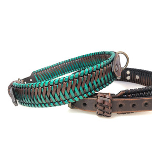 Handmade premium leather pet collar featuring <b>braided</b> design for comfort strength and fashionable appearance in low price - Product Image 3