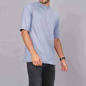 Camiseta Premium de Algodón Grueso Oversize para Hombre, Estilo Urbano, Hombros Caídos, Lisa, Lavanda Morado, Cuello Redondo, para Hombre - Product Image 3