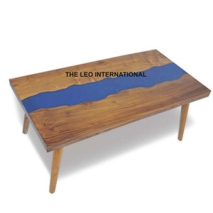 Elegant Solid Wood <b>Coffee</b> <b>Table</b> Unique Stylish River Resin Casting for Hotel Farmhouse Residential Solid Feature - Product Image 3