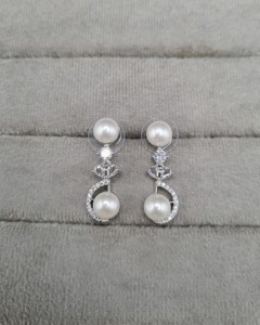 Factory Price American <b>Diamond</b> Imitation <b>Pearl</b> Necklace Set Curved Arch Pave Collar Dangling Stud <b>Earrings</b> Women Costume Jewelry - Product Image 4