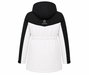 Veste matelassée d'hiver pour femme SALSTAR, à capuche, coupe-vent, en polyester, chaude, avec logo sur le devant, noir et blanc, bicolore - Product Image 4