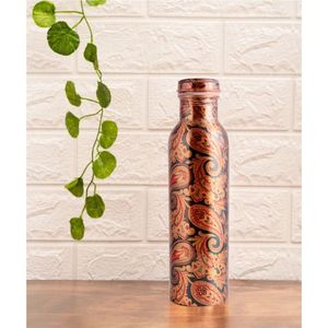 Handmade Printed Copper Bottle with 2 Cups Set, Floral Art Copper Water Jug for Home Kitchen, Luxury Gift <b>Drinkware</b> Set Bottles - Product Image 5