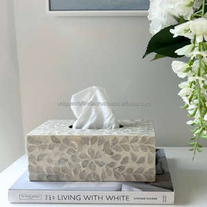 Lo último en accesorios para servilletas de vajilla, caja de pañuelos rectangular hecha de madreperla, diseño Floral, soporte para pañuelos a bajo precio - Product Image 5