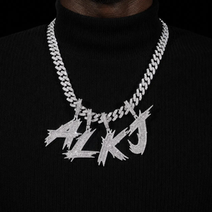 Colgante de letra personalizado con punta de moissanita, plata, amuleto de alfabeto personalizado, joyería llamativa estilo hip hop para hombres y mujeres, solo para regalo. - Product Image 5