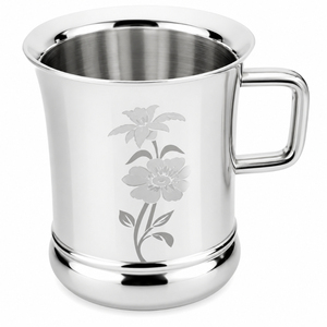 Laser Engraved Stainless Steel <b>Mug</b> <b>Double</b> <b>Wall</b> Insulated Coffee Cup Custom Floral Design Mirror Polished Metal Drinking Tumbler - Product Image 1