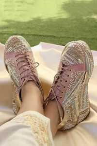 Baskets montantes en toile blanche de haute qualité pour femme, avec broderie florale manuelle motif colibri, chaussures de mariage, de fête et de sport pour mariée - Product Image 5