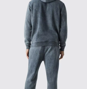 ชุดวอร์มวินเทจสำหรับผู้ชาย – เสื้อฮู้ดและกางเกงวอร์มแบบย้อมสีเอซิด ชุดลำลองสไตล์สตรีทแวร์ 2 ชิ้น - Product Image 3