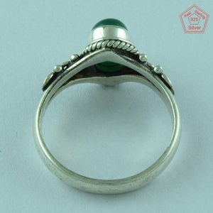 Onyx vert forme ovale pierre femmes populaire Design classique bijoux 925 bague en argent Sterling brillant argent vert pierre précieuse bague - Product Image 3