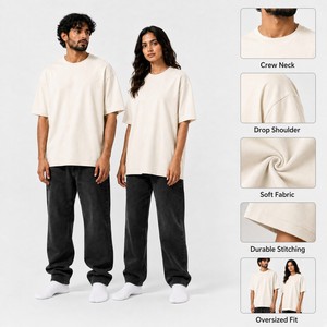 T-shirt Homme Col Rond Manches Courtes Couleur Unie Coupe Oversize Décontracté en Jersey Tricoté 100% Coton Streetwear Design Personnalisé Avant - Product Image 5