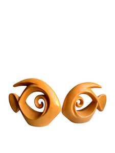 Figurines de poisson minimalistes en céramique jaune brillant fabriquées à la main Sculptures d'art pour salon bureau Diwali décor - Product Image 2