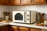 Table de cuisson rétro intégrée avec boutons mécaniques, four à micro-ondes vintage pour cuisine