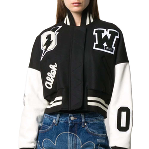 Custom Logo Women Cropped Varsity <b>Jacket</b> High Quality Chenille Embroidery <b>Patches</b> Baseball <b>Jacket</b> - Product Image 1
