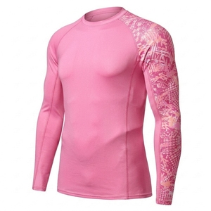 Wholesale Long Sleeve Digital Printing Anti-Bacterial UPF50 Men Sport Muscle <b>T</b> <b>Shirt</b> Logo Surfing Rash Guard <b>BJJ</b> Swimming - Product Image 2