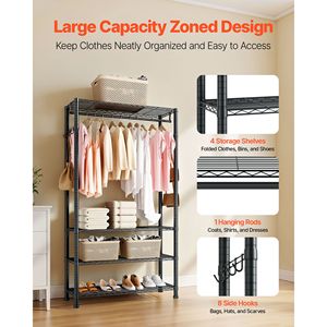 Scaffali Multiuso Resistenti a 4 Ripiani in Acciaio al Carbonio per Abbigliamento, Capacità di Carico 500 Libbre - Product Image 2