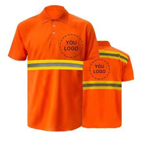 เสื้อโปโลแขนสั้นกันลมสีเขียวนีออนพร้อมแถบสะท้อนแสงชุดทำงานแบบมองเห็นได้ชัดเจนสำหรับทุกเพศ - Product Image 3