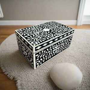 Handmade Bone Inlay Storage Box for Home Decor Elegant Jewelry Organizer for Living Room Bedroom India by Arif Handicrafts. - Product Image 4