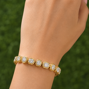 Custom <b>Bracelet</b> Lab Grown Diamond 925 <b>Silver</b> 10K 14K Gold Cushion Cut Halo Tennis <b>Bracelet</b> DEF VVS VS Classic Unisex Jewelry - Product Image 2