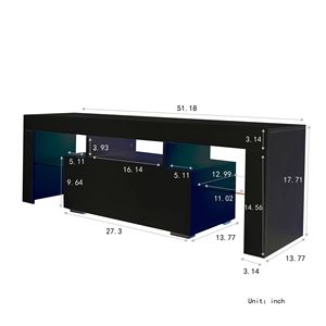 Black TV Stand with LED RGB <b>Lights</b> for Flat Screen TVs Gaming Consoles for <b>Lounge</b> Living Room Bedroom - Product Image 2