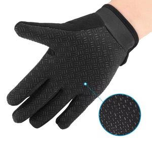 Nouveaux gants de cyclisme légers à demi-doigts 2027, design personnalisé, gants noirs à doigts entiers avec bordure bleue et patch gris au poignet - Product Image 5