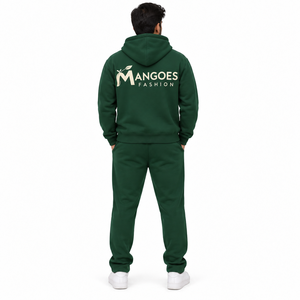 Conjunto Deportivo con Capucha Verde para Hombre, Manga Larga, Informal, 100% Algodón, Sudadera y Pantalones con Logotipo Frontal, Cremallera y Detalles Laterales - Product Image 2