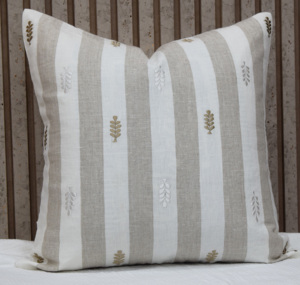 Classic <b>White</b> Stripe 100% Pure Linen Square Cushion Cover with Embroidered Detail Luxury Home Hotel Decorative <b>Throw</b> Pillow Case - Product Image 3