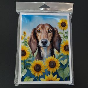 Whimsical Saluki in Sunflowers A7 Tarjetas de felicitación Paquete de 8 tarjetas de notas en blanco con sobres Tamaño 5x7 - Product Image 3