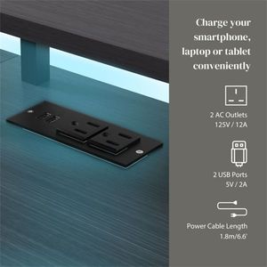 Bureau d'ordinateur moderne noir avec éclairage LED pour le gaming, matériaux durables en métal et MDF, fonctionnalités de rangement élégantes pour une utilisation en cuisine - Product Image 4