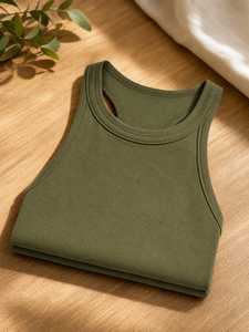 Débardeur personnalisé à col montant et dos nu en tricot 100% coton, sans manches, coupe ajustée, décontracté d'été, doux, respirant, extensible, séchage rapide - Product Image 6