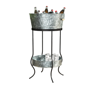 Enfriador de Bebidas de Metal Galvanizado de la Mejor Calidad con Soporte, Cubeta de Hielo Grande, Enfriador de Bebidas Vintage para Cerveza y Vino - Product Image 2