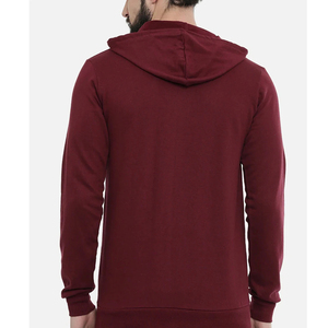 Sweat-shirt à capuche en molleton uni respirant pour homme, coupe classique, manches longues, décontracté, tricoté, avec poche avant, pour l'hiver - Product Image 2