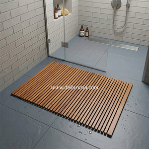 Tapis de bain en bois de luxe imperméable antidérapant pour salle de bain, tapis de douche pliable en bois enroulable - Product Image 6