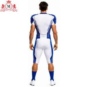 Uniforme de football américain moderne pour hommes, blanc et bleu, imprimé par sublimation, respirant, en polyester, coupe athlétique pour adultes - Product Image 6