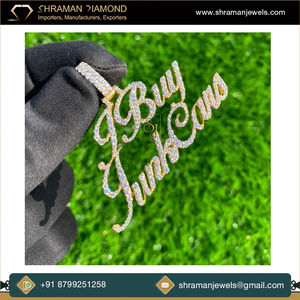 SHRAMAN JEWELS Trendy Hip Hop 925 Silver Rhodium Plated Custom Iced Fine Cursive <b>Initial</b> Letter Name Pendant <b>Necklace</b> Charm Lab - Product Image 5