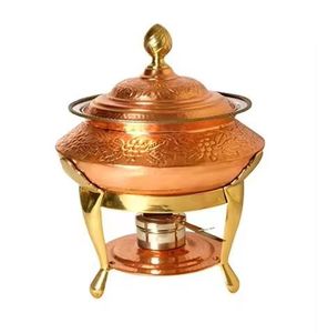 Chauffe-plats modernes de qualité supérieure avec dôme argenté et support vertical haut en acier inoxydable pour buffet - Product Image 3