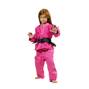 Uniforme de Karate Rosa para Niñas FIVE B, 100% Algodón, Duradero, Teñido Liso, Corte Regular, con Cinturón Negro, Ropa de Artes Marciales para Niños - Product Image 1