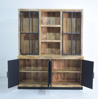 Mueble de Almacenamiento de Madera Maciza de Diseño Industrial Moderno, Vitrina con Puerta de Hierro y Vidrio, Muebles para el Hogar, Sala de Estar, Hotel, Bar