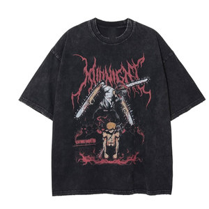 เสื้อยืดแขนสั้นสีดำทรงโอเวอร์ไซส์สำหรับผู้ชาย พิมพ์ลายตัวละครอนิเมะ คอกลม รุ่น 2026 ขายส่ง - Product Image 1